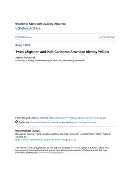 Twice Migration and Indo-Caribbean American Identity Politics