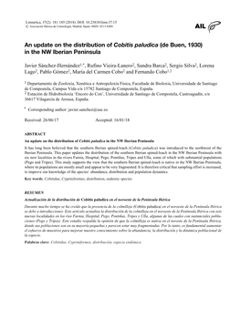 An Update on the Distribution of Cobitis Paludica (De Buen, 1930) in the NW Iberian Peninsula