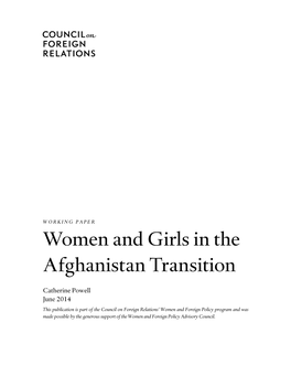 Women and Girls in the Afghanistan Transition