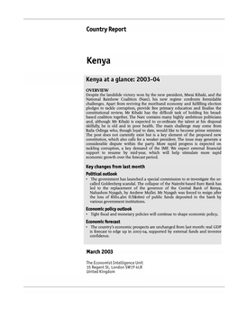 Country Report Kenya at a Glance: 2003-04