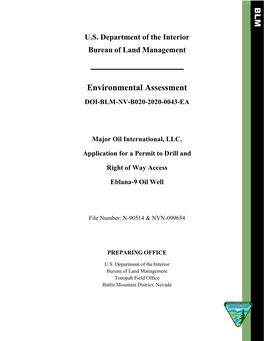 Environmental Assessment DOI-BLM-NV-B020-2020-0043-EA
