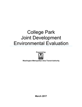 College Park Joint Development Environmental Evaluation