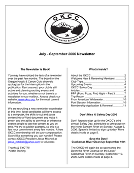 July - September 2006 Newsletter