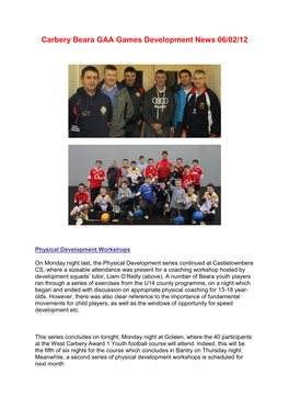 Carbery Beara GAA Games Development News 06/02/12