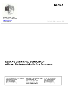 Kenya's Unfinished Democracy