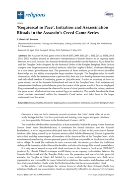 Initiation and Assassination Rituals in the Assassin's Creed Game Series