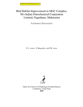 Bird Habitat Improvement in MGC Complex, M/S Indian Petrochemical Corporation Limited, Nagothane, Maharastra