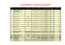 Sanskrit Manuscript