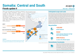 Somalia: Central and South Floods Update II Short Note – 30 May 2018