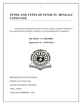 Tense and Types of Tense in Bengali Language