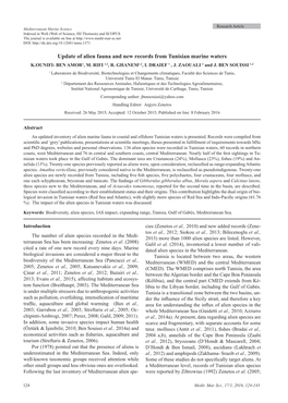 Update of Alien Fauna and New Records from Tunisian Marine Waters K.OUNIFI- BEN AMOR1, M