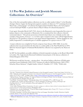 1.1 Pre-War Judaica and Jewish Museum Collections: an Overview 2