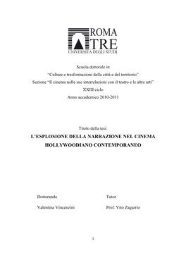 L'esplosione Della Narrazione Nel Cinema Hollywoodiano