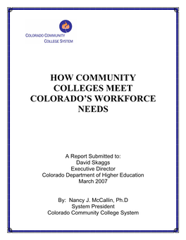 How Community Colleges Meet Colorado's Workforce Needs