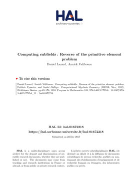 Computing Subfields: Reverse of the Primitive Element Problem