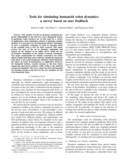 Tools for Simulating Humanoid Robot Dynamics: a Survey Based on User Feedback