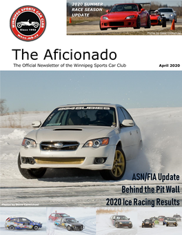 The Aficionado the Official Newsletter of the Winnipeg Sports Car Club April 2020