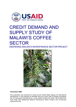 Credit Demand and Supply Study of Malawi's Coffee