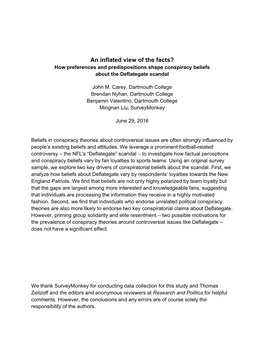 An Inflated View of the Facts? How Preferences and Predispositions Shape Conspiracy Beliefs About the Deflategate Scandal