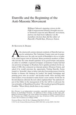 Danville and the Beginning of the Anti-Masonic Movement