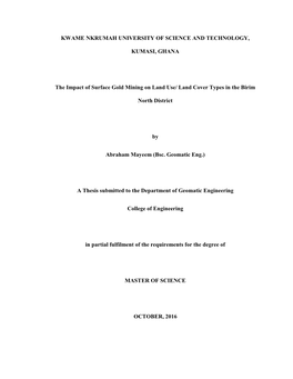 Impact of Surface Gold Mining on Lulc Types in Birim