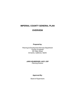 Imperial County General Plan Overview