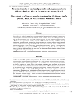 Genetic Diversity of a Natural Population of Mezilaurus Itauba (Meisn.) Taub