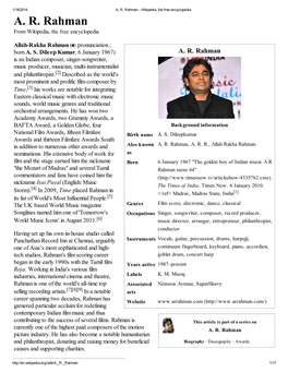 A. R. Rahman - Wikipedia, the Free Encyclopedia A