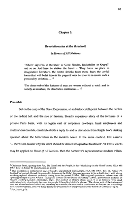 Chapter 3. Revolutionaries at the Threshold in House of All Nations Preamble Set on the Cusp of the Great Depression, at an Hist