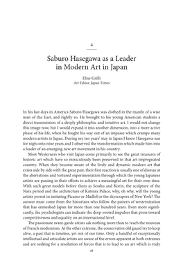 Saburo Hasegawa As a Leader in Modern Art in Japan