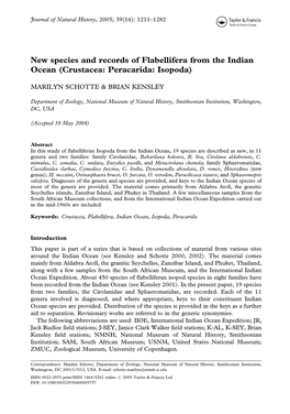 New Species and Records of Flabellifera from the Indian Ocean (Crustacea: Peracarida: Isopoda)