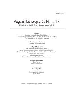 Magazin Bibliologic Nr. 1-4, 2014