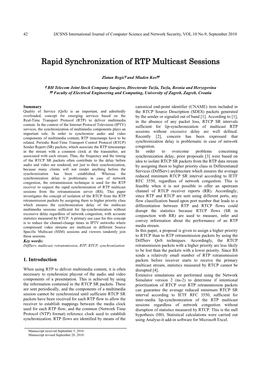 Rapid Synchronization of RTP Multicast Sessions