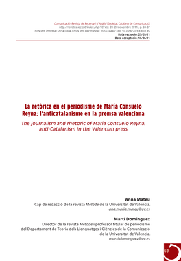 La Retòrica En El Periodisme De María Consuelo Reyna
