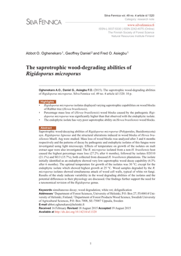 The Saprotrophic Wood-Degrading Abilities of Rigidoporus Microporus