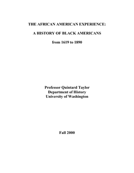 The African American Experience