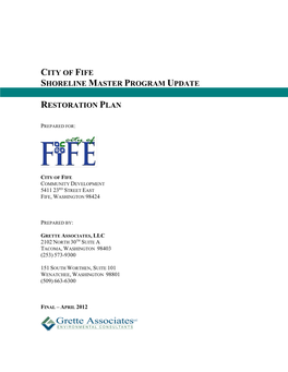 City of Fife Shoreline Master Program Update Restoration Plan I April 2012