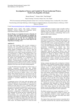 Investigation of Source and Conduit for Warm Geothermal Waters in North Cork