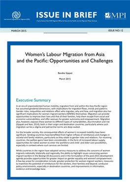 Women's Labour Migration from Asia and the Pacific: Opportunities and Challenges