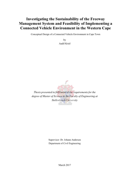 Investigating the Sustainability of the Freeway Management System and Feasibility of Implementing a Connected Vehicle Environment in the Western Cape