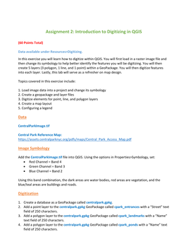 Assignment 2: Introduction to Digitizing in QGIS