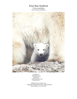 Polar Bear Studbook Ursus Maritimus North American Population