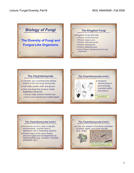 Fungal Biology Lecture 2B (F09)