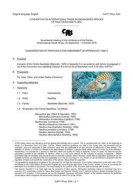 Proposal for Amendment of Appendix I Or II for CITES Cop16