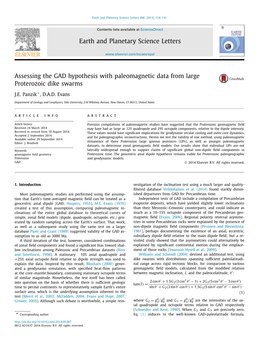 Assessing the GAD Hypothesis with Paleomagnetic Data from Large Proterozoic Dike Swarms ∗ J.E