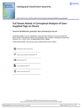 Full Steam Ahead: a Conceptual Analysis of User-Supplied Tags On