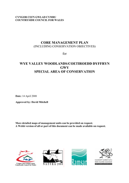 CORE MANAGEMENT PLAN for WYE VALLEY WOODLANDS