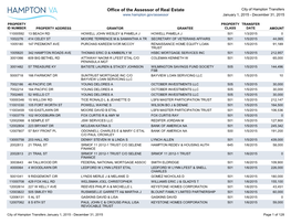 Office of the Assessor of Real Estate City of Hampton Transfers January 1, 2015 - December 31, 2015