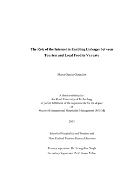 The Role of the Internet in Enabling Linkages Between Tourism and Local Food in Vanuatu