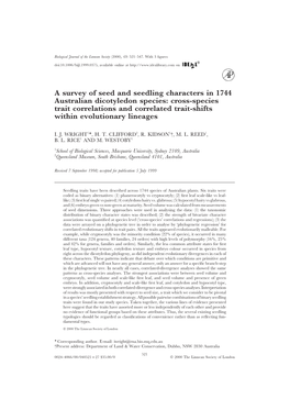 A Survey of Seed and Seedling Characters in 1744 Australian